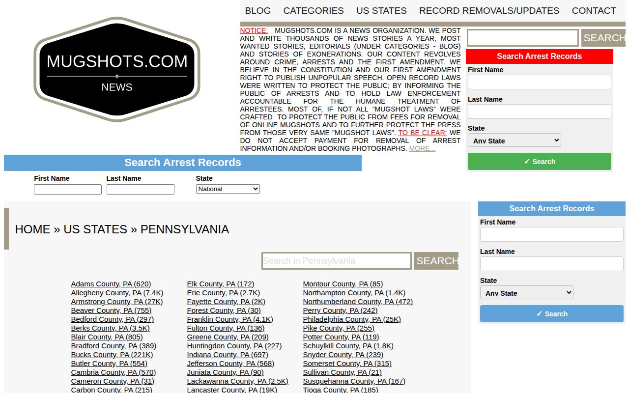 Delaware County historical mugshot aggregation source shown as an unofficial secondary resource